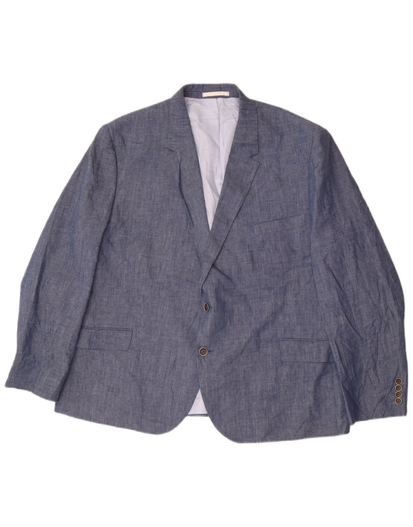 Marks & Spencer Veste blazer à 2 boutons pour homme UK 54 7XL Bleu Lin Classique