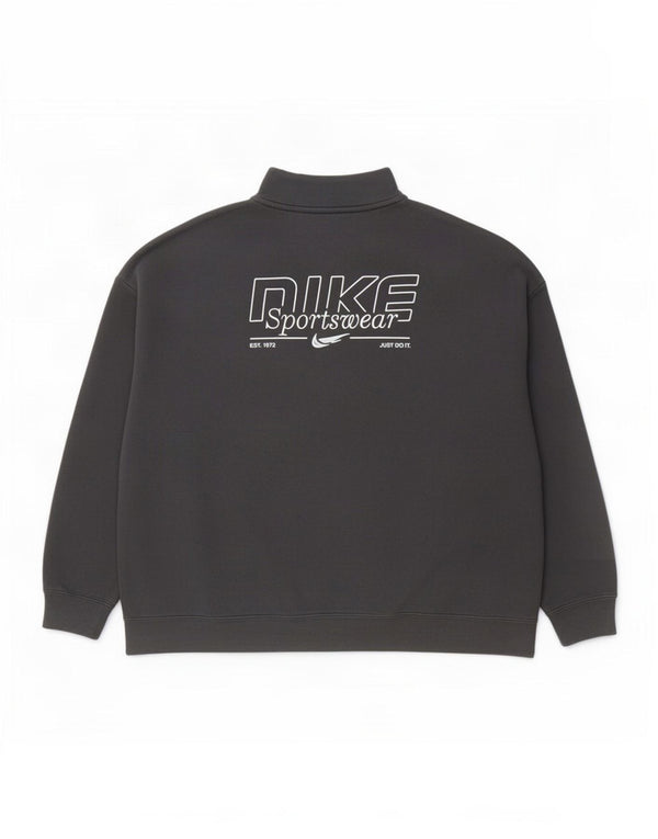 Nike Sweat-shirt ample à col zippé pour homme en coton noir moyen