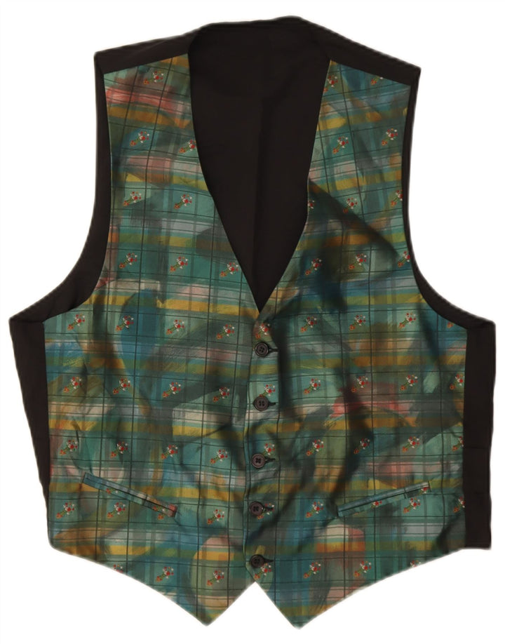 gilet homme vintage grand chèque vert