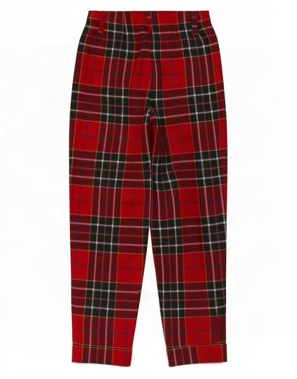 Stefanel Pantalon décontracté taille haute pour femme IT 38 XS W24 L26 Rouge à carreaux