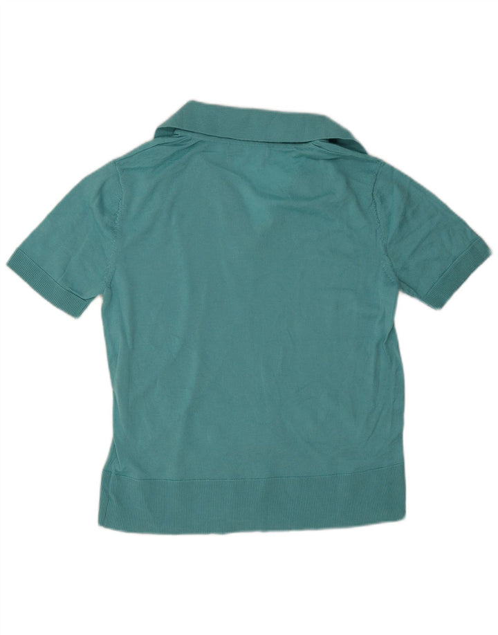 Marks & Spencer Polo Femme UK 12 Bleu Moyen Laine Mérinos