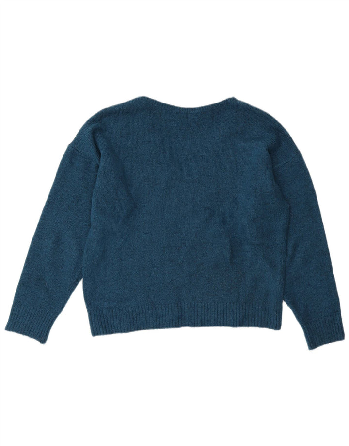 Marks & Spencer Pull surdimensionné à col en V pour femme UK 10 Petit Bleu