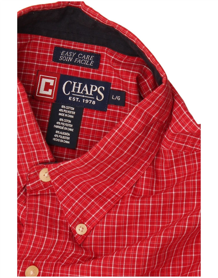 CHAPS Chemise à manches courtes pour homme en coton à grands carreaux rouges
