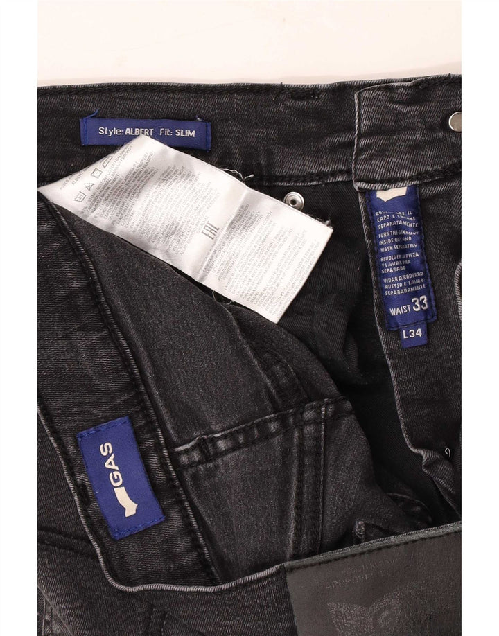 Gas Jean slim vieilli pour homme W33 L34 en coton noir