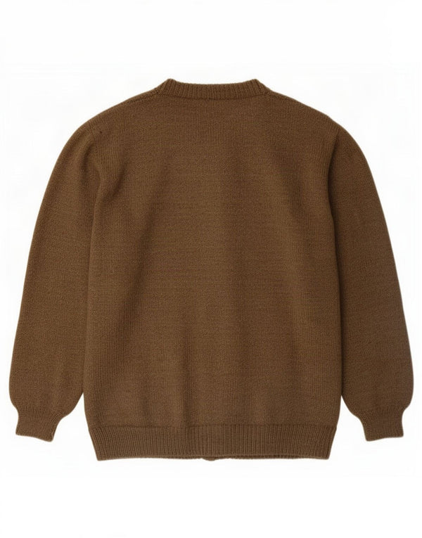 Vintage Mens Cardigan Sweater XL Brown Geometric