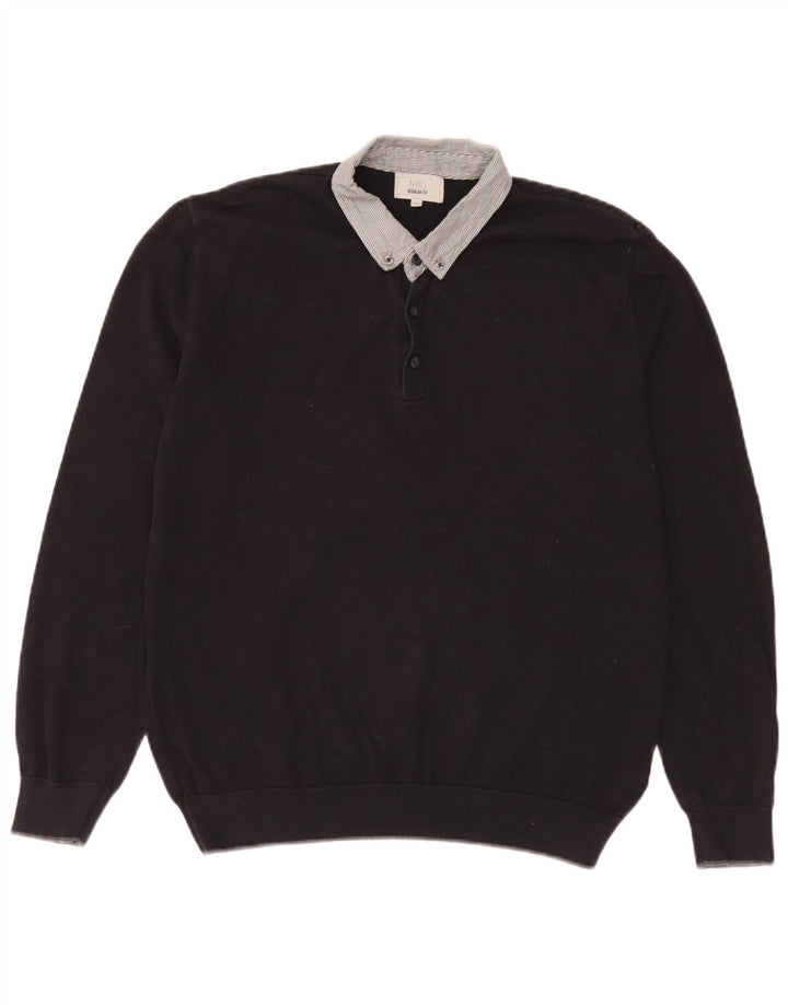 Marks & Spencer Pull à col polo coupe classique pour homme, grand noir