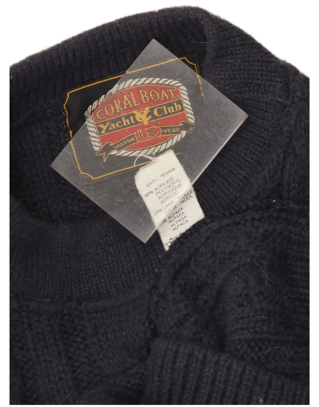 VINTAGE Femme Crew Neck Jumper Pull UK 18 XL Bleu Marine Acrylique