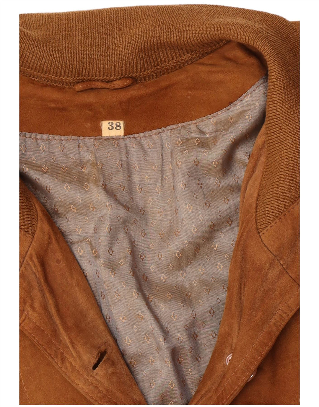 vintage Femme Daim Bomber Jacket EU 38 Moyen Brun Rétro