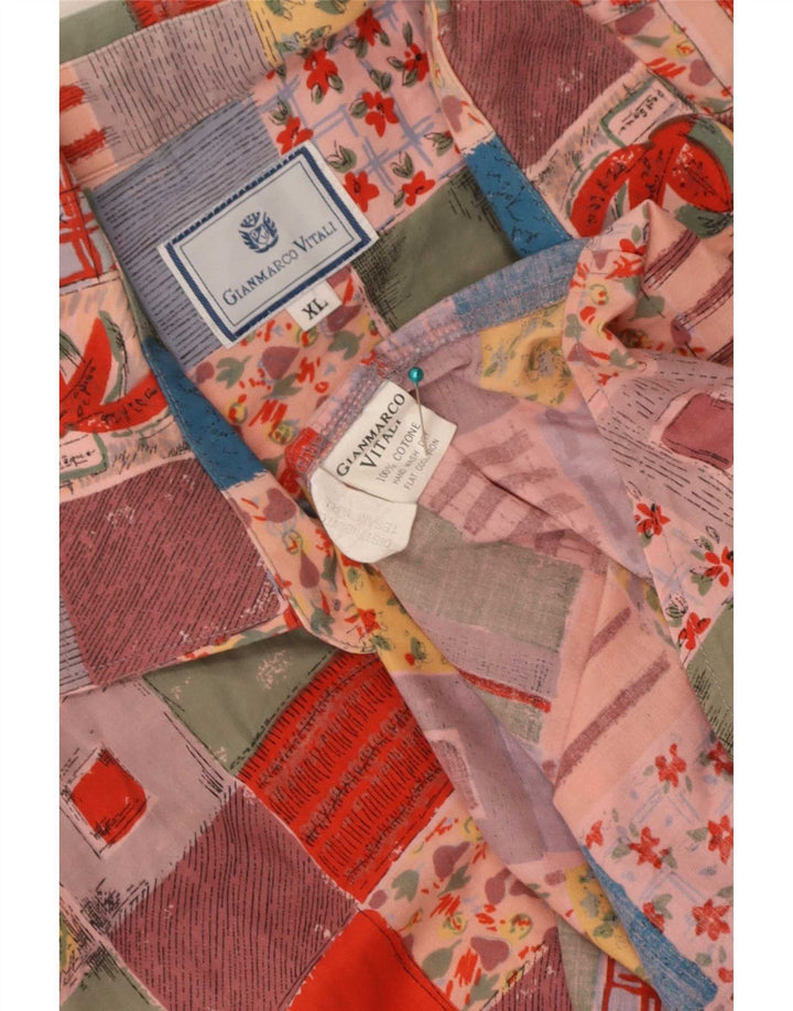 vintage Chemise à manches courtes pour hommes XL Multicolore Patchwork Coton
