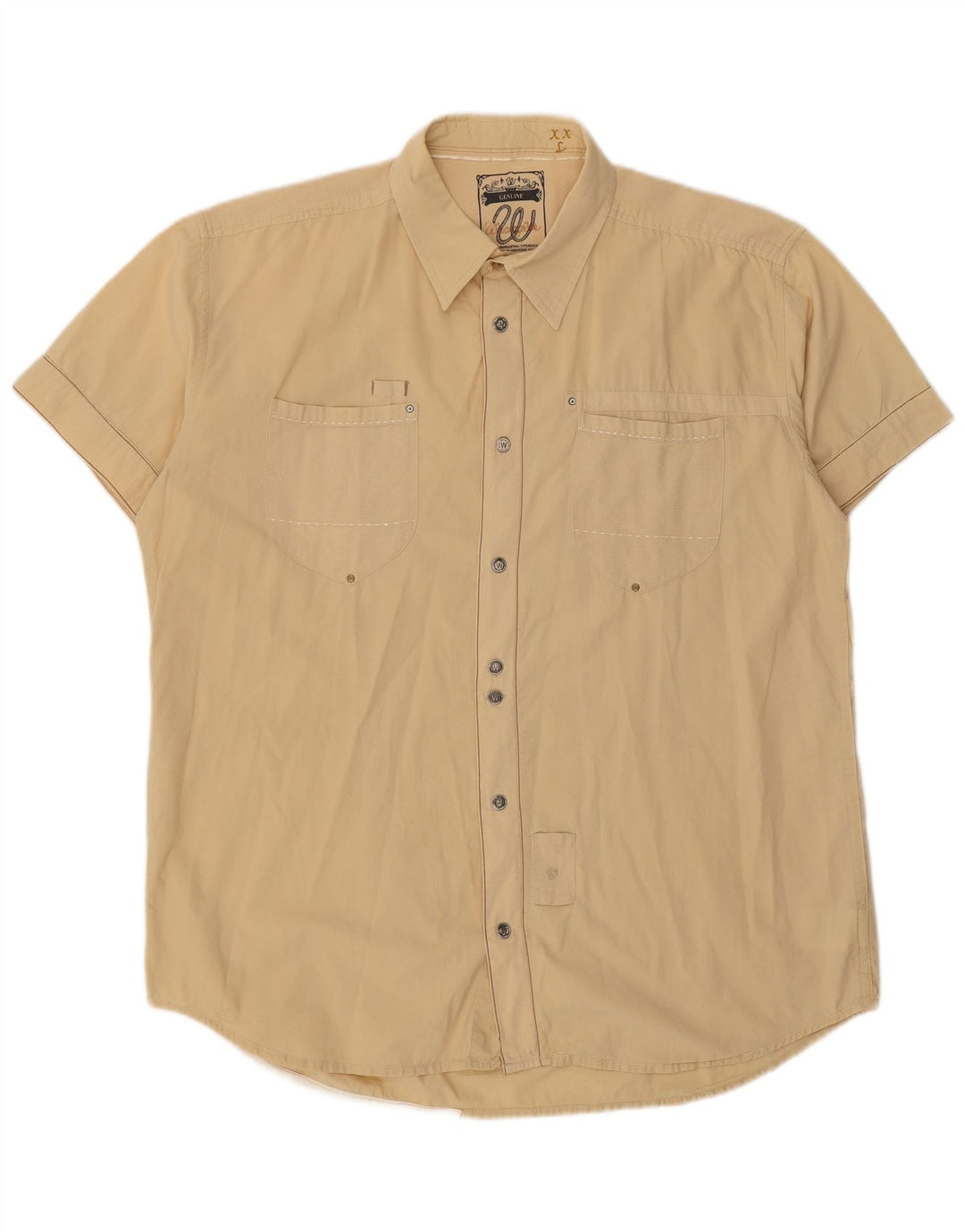 WRANGLER Chemise à Manches Courtes Homme 2XL Coton Beige