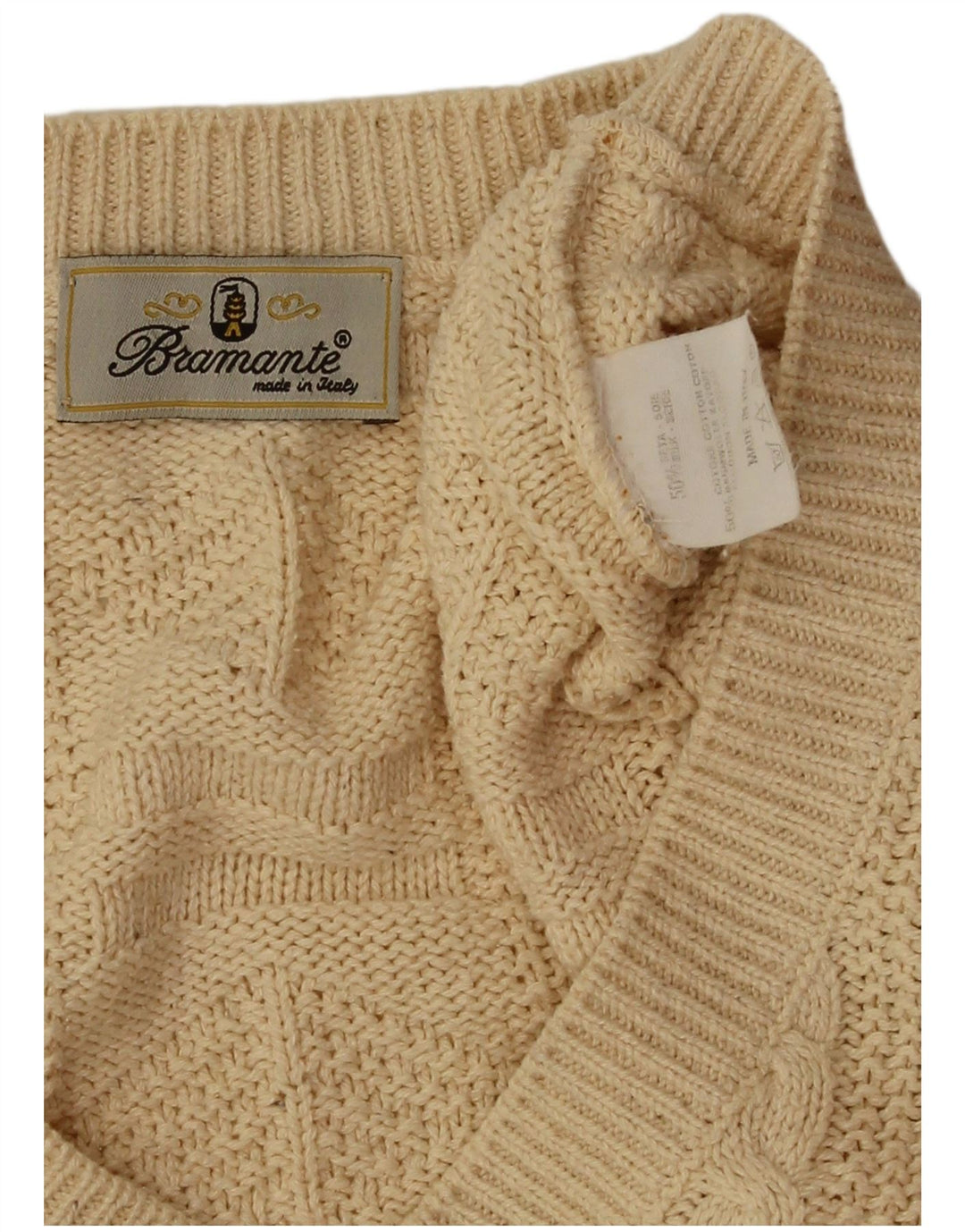 Bramante Pull col V pour homme 2XL Beige Soie