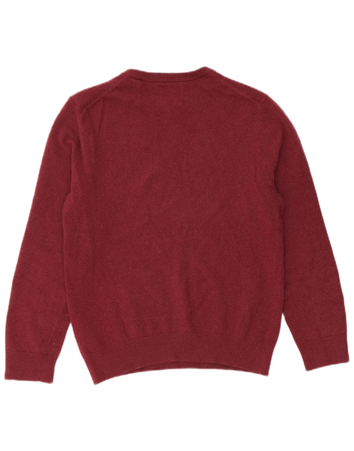 Gant Pull à col rond pour homme en laine d'agneau bordeaux Small