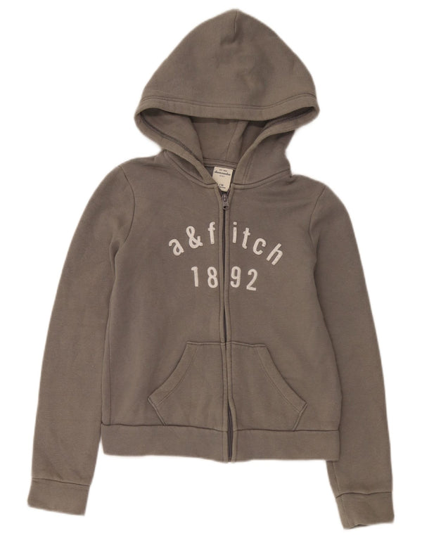 Abercrombie & Fitch Pull court à capuche zippé pour fille 13-14 ans Gris Taille L