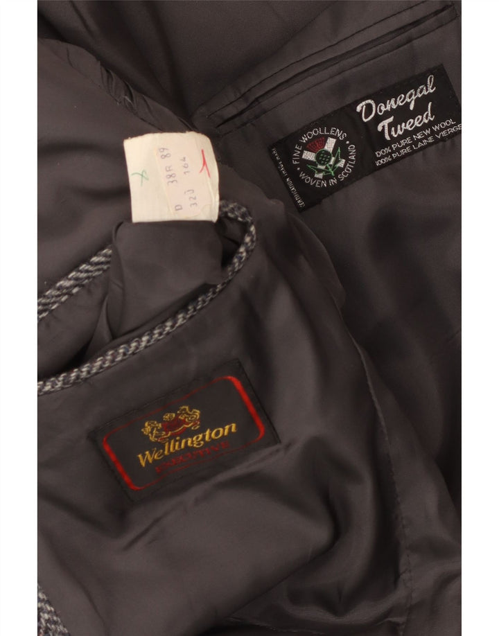 Wellington Veste Blazer Donegal Tweed pour Homme UK 38 Gris Moyen à Chevrons