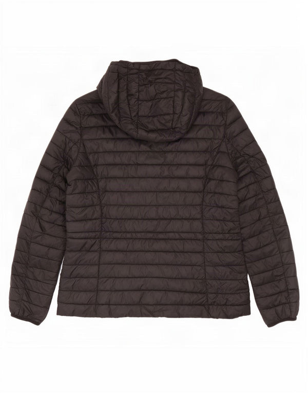 Massimo Dutti Veste matelassée à capuche pour femme UK 12 Medium Black Nylon
