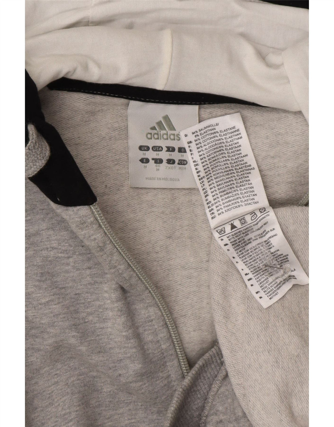 Adidas Pull à capuche zippé pour homme en coton color block gris moyen