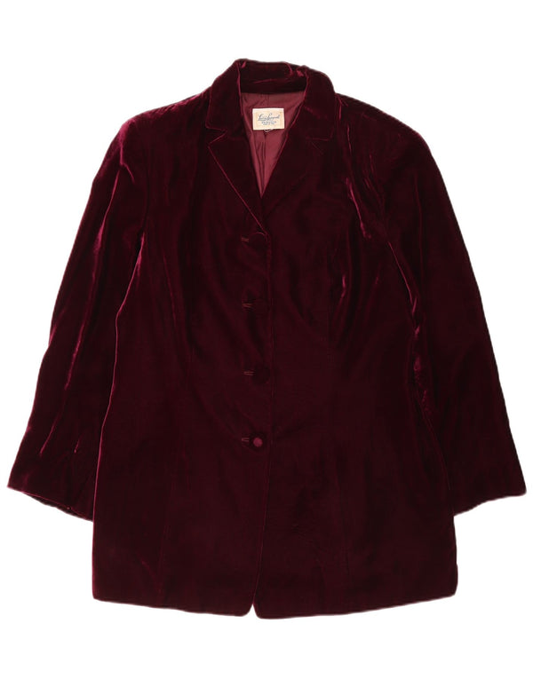 Luisa Spagnoli Veste blazer en velours à 4 boutons pour femme UK 14 Bordeaux moyen