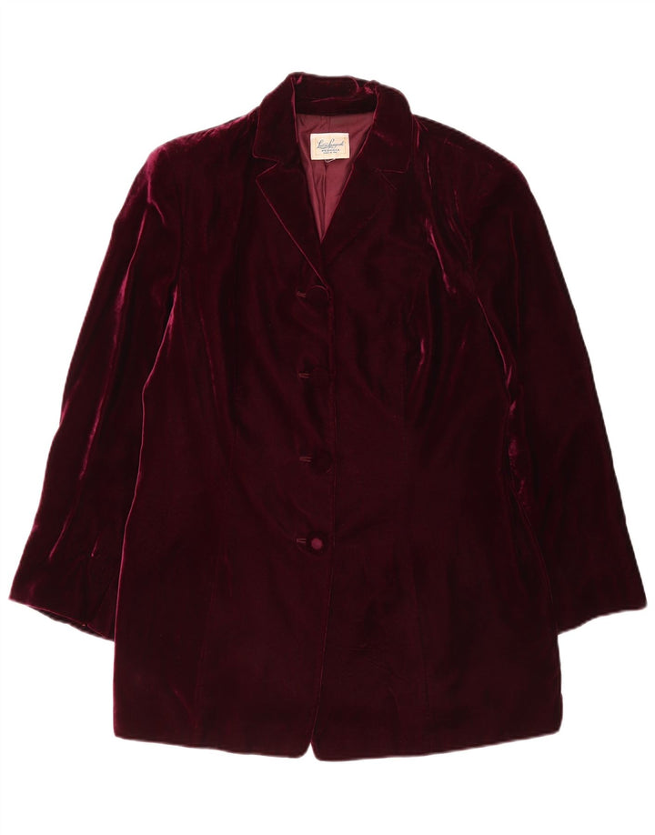 Luisa Spagnoli Veste blazer en velours à 4 boutons pour femme UK 14 Bordeaux moyen