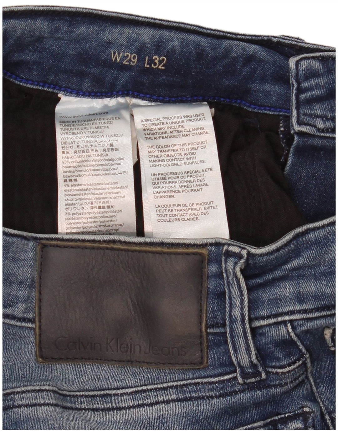 Calvin Klein Jean Slim Femme W29 L32 Bleu Coton