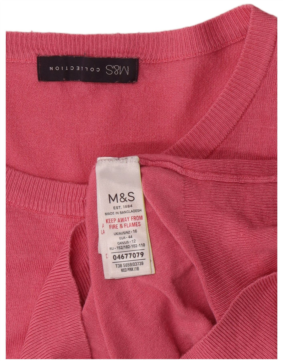 Marks & Spencer Pull Cardigan pour Femme UK 16 Large Rose Viscose Classique