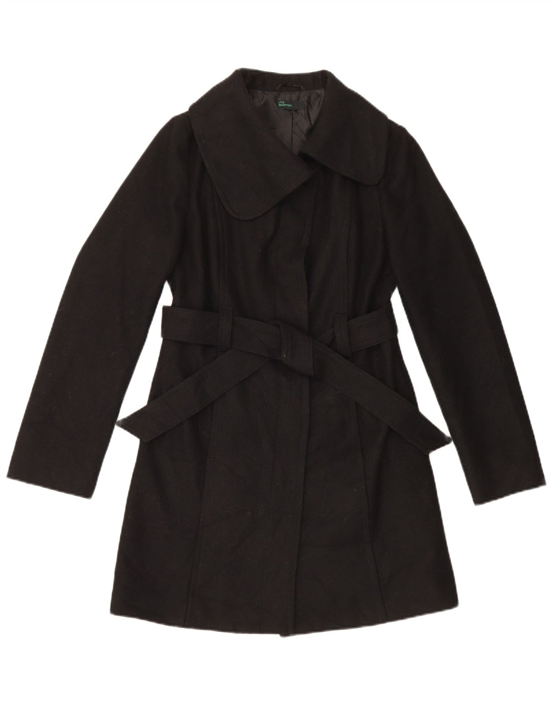 Benetton Pardessus Femme IT 40 Petite Laine Noire