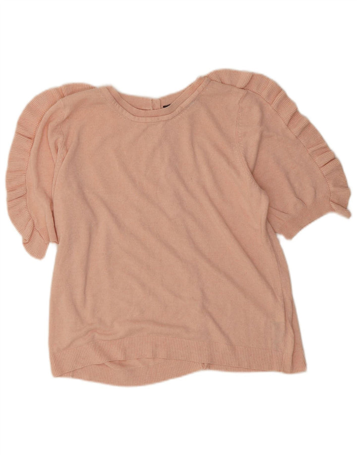 Marks & Spencer Pull cardigan à volants pour femme UK 14 Rose moyen