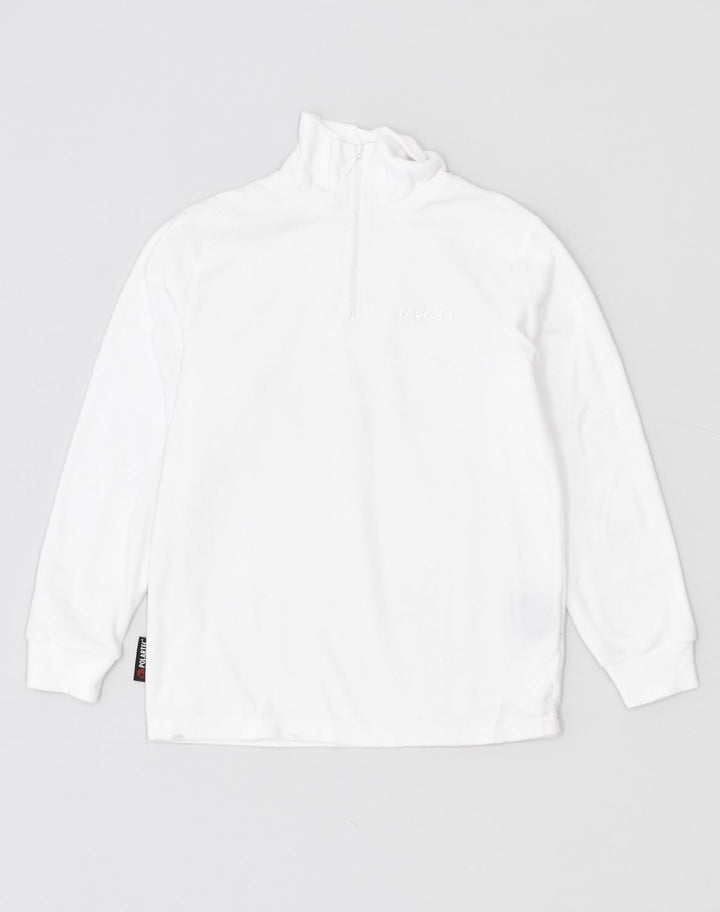 INVICTA Girls Polartec Zip Neck Fleece Jumper 9-10 Years White Polyester | Vintage Invicta | Thrift | Second-Hand Invicta | Used Clothing | Messina Hembry 