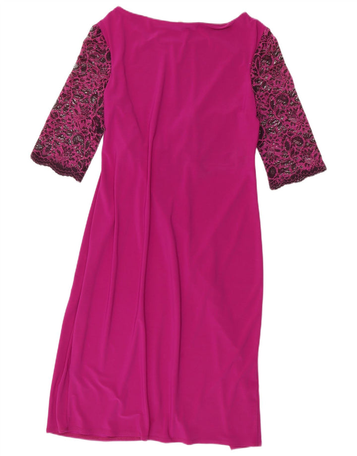 PER UNA Robe fourreau à manches 3/4 pour femme UK 44 Large Rose Polyester