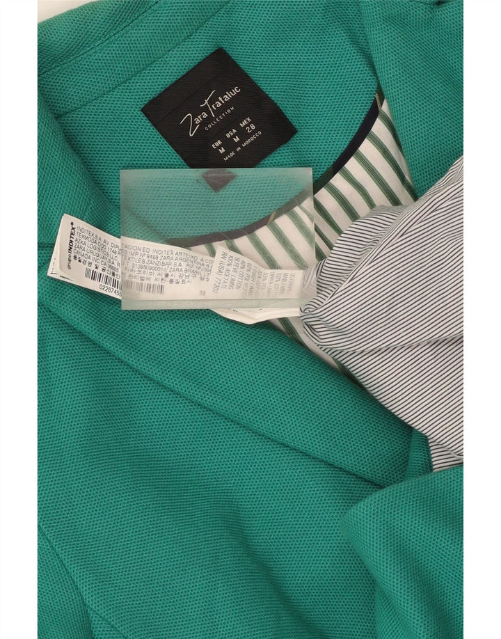 Zara Womens Crop 2 Button Blazer Jacket UK 12 Coton vert moyen