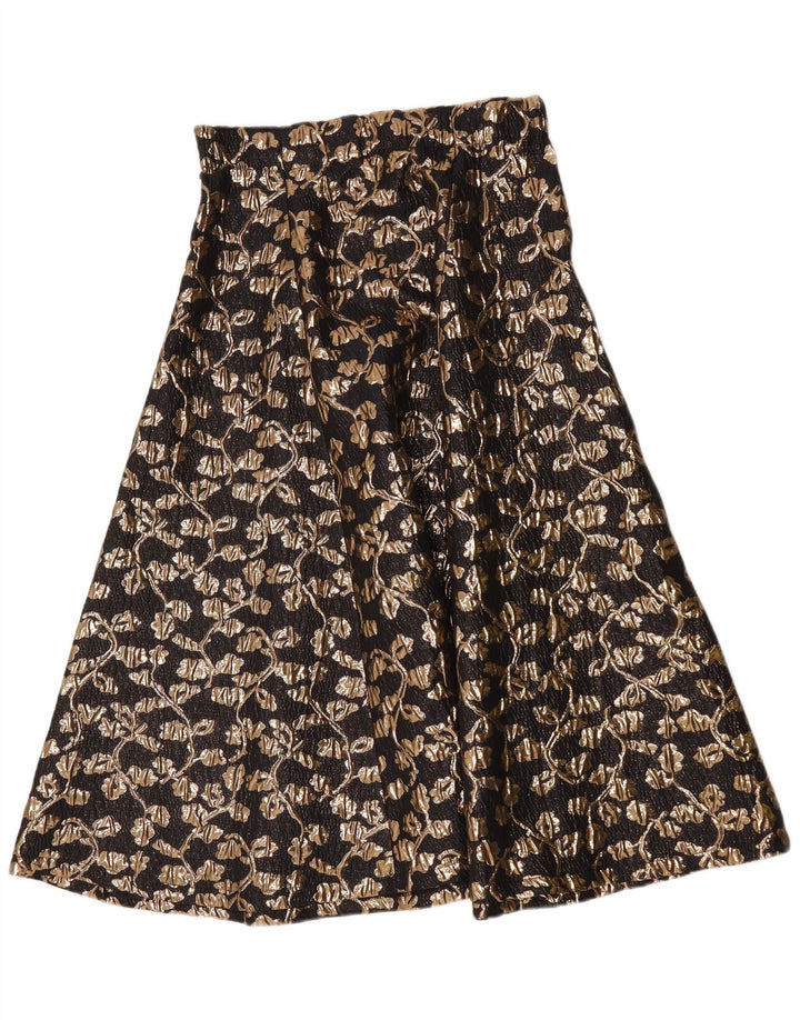 vintage Femme A-Line Jupe W30 Moyen Noir Floral