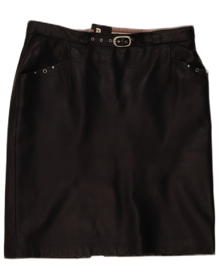 jupe en cuir femme vintage W32 Grand Noir