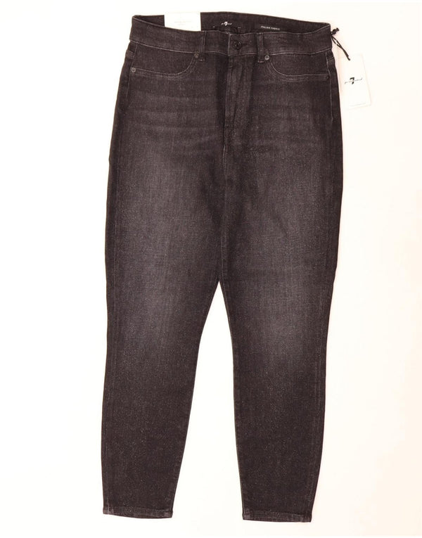 7 For All Mankind Jean Slim Taille Haute Femme W32 L26 Coton Noir