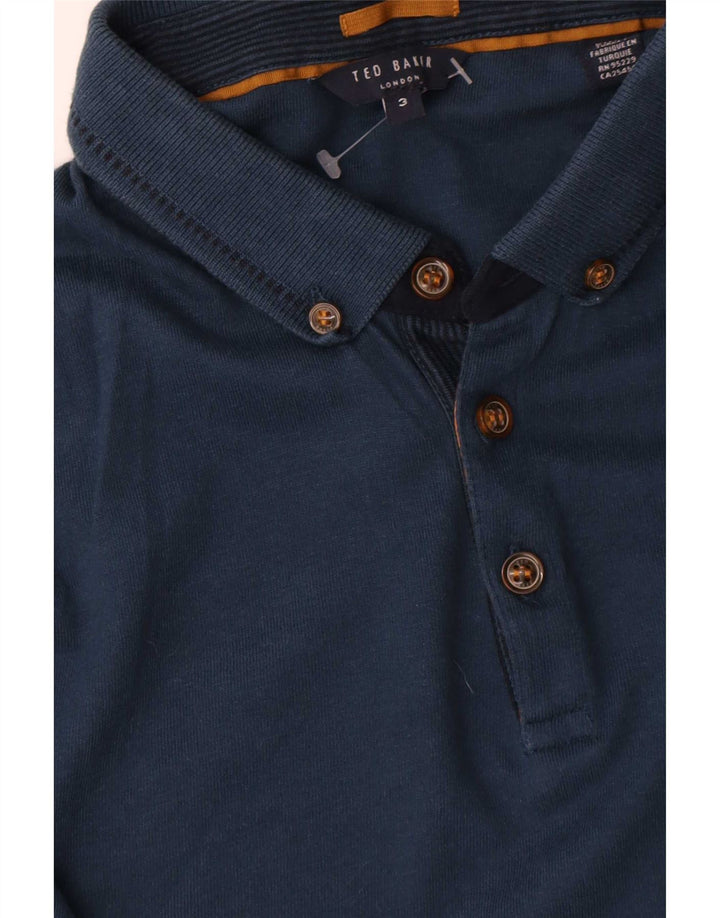 Ted Baker Polo à manches longues pour homme Taille 3 Bleu marine moyen Coton