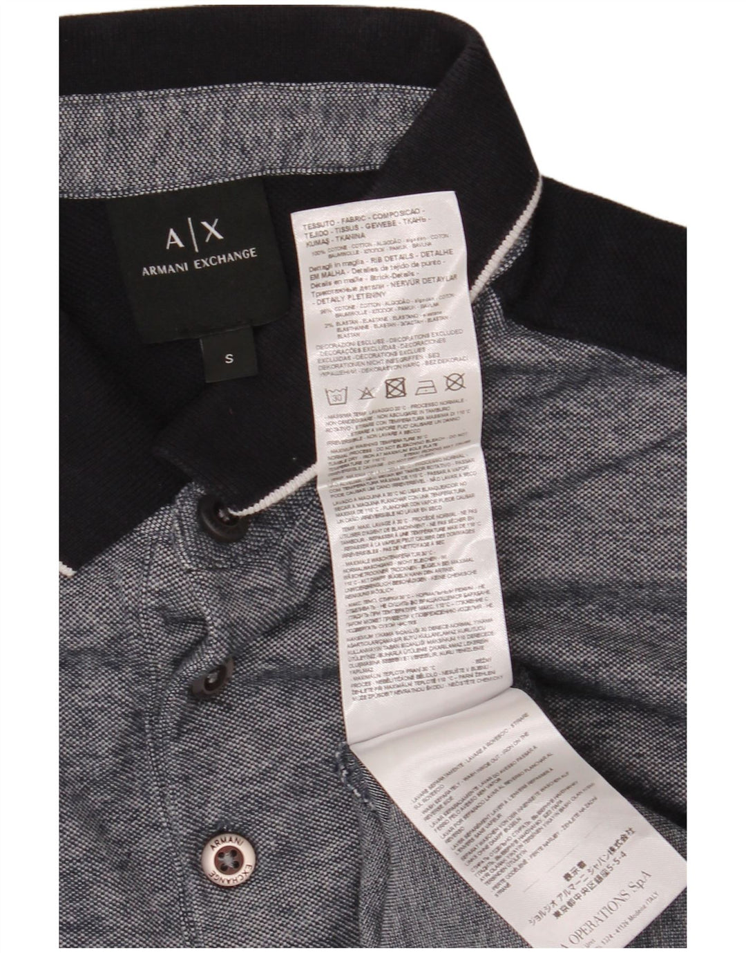 ARMANI EXCHANGE Polo Homme Petit Gris Colorblock Coton