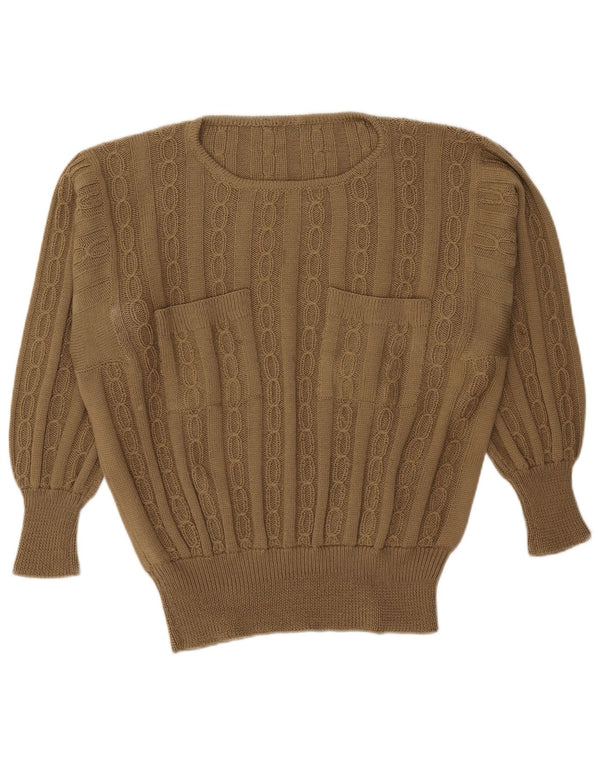 vintage Femmes Bateau Cou Jumper Pull UK 18 XL Kaki