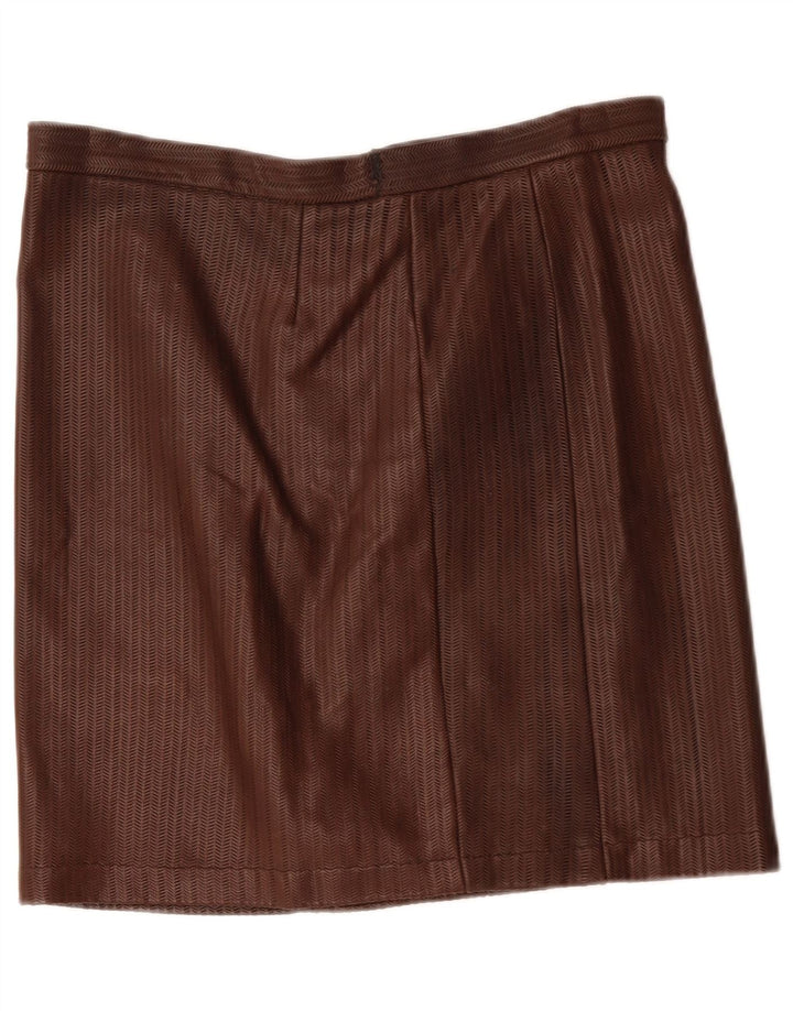jupe en cuir femme vintage W34 Grand chevron marron