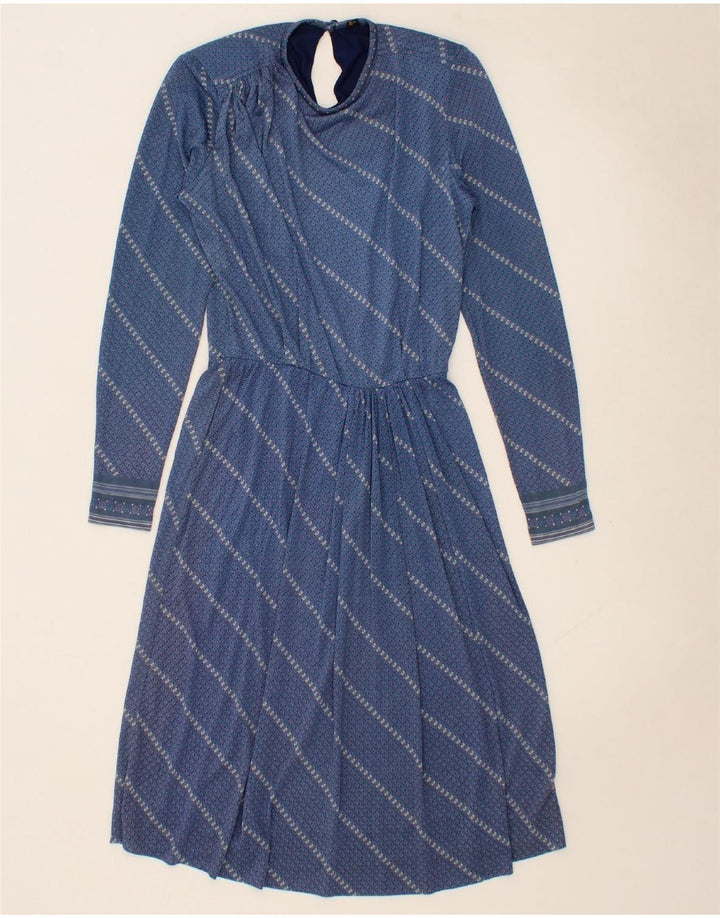 VINTAGE Womens See Through Long Sleeve Maxi Dress IT 42 Medium Blue Check Vintage Vintage and Second-Hand Vintage from Messina Hembry 