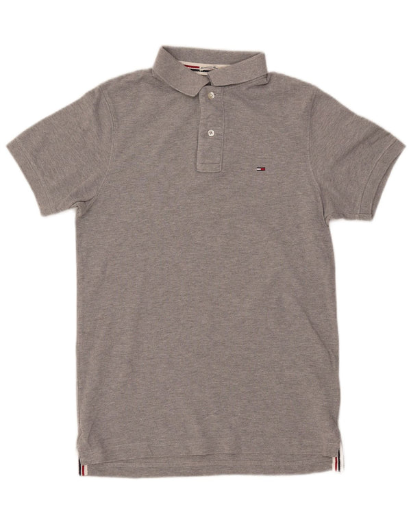 TOMMY HILFIGER Mens Polo Shirt Small Grey Cotton