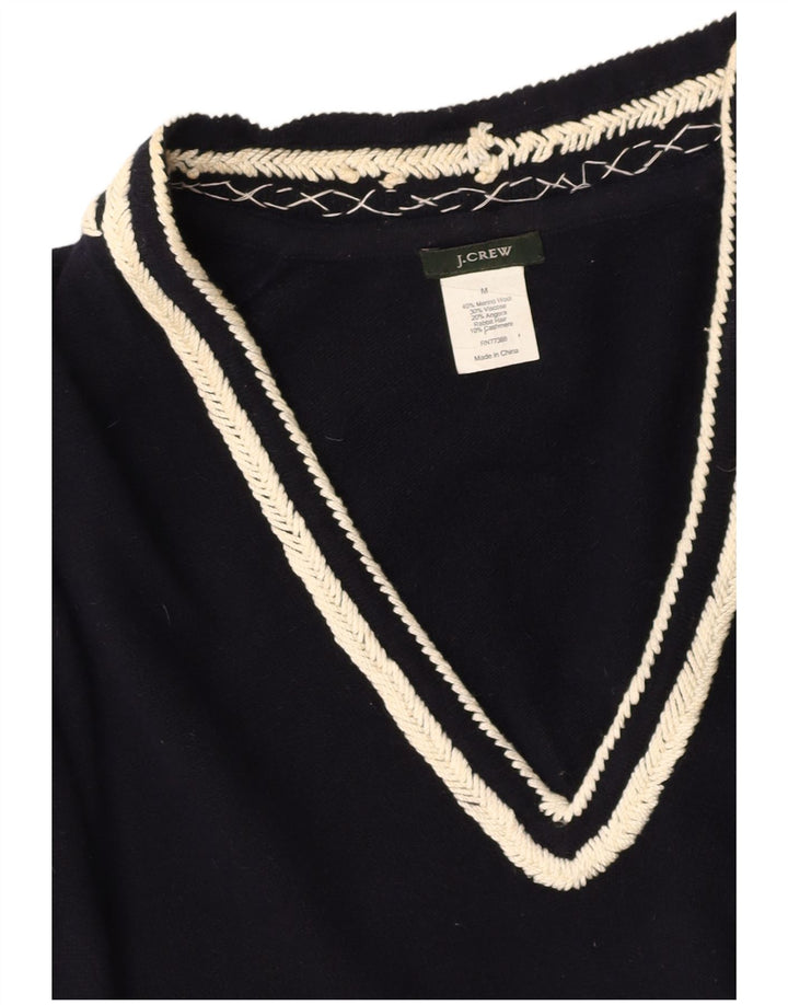 J. CREW Pull col V pour femme UK 14 en laine bleu marine moyen