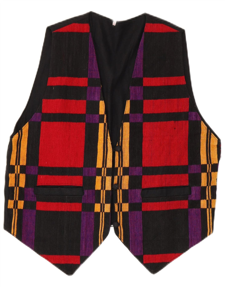 gilet femme vintage UK 18 XL Carreaux multicolores