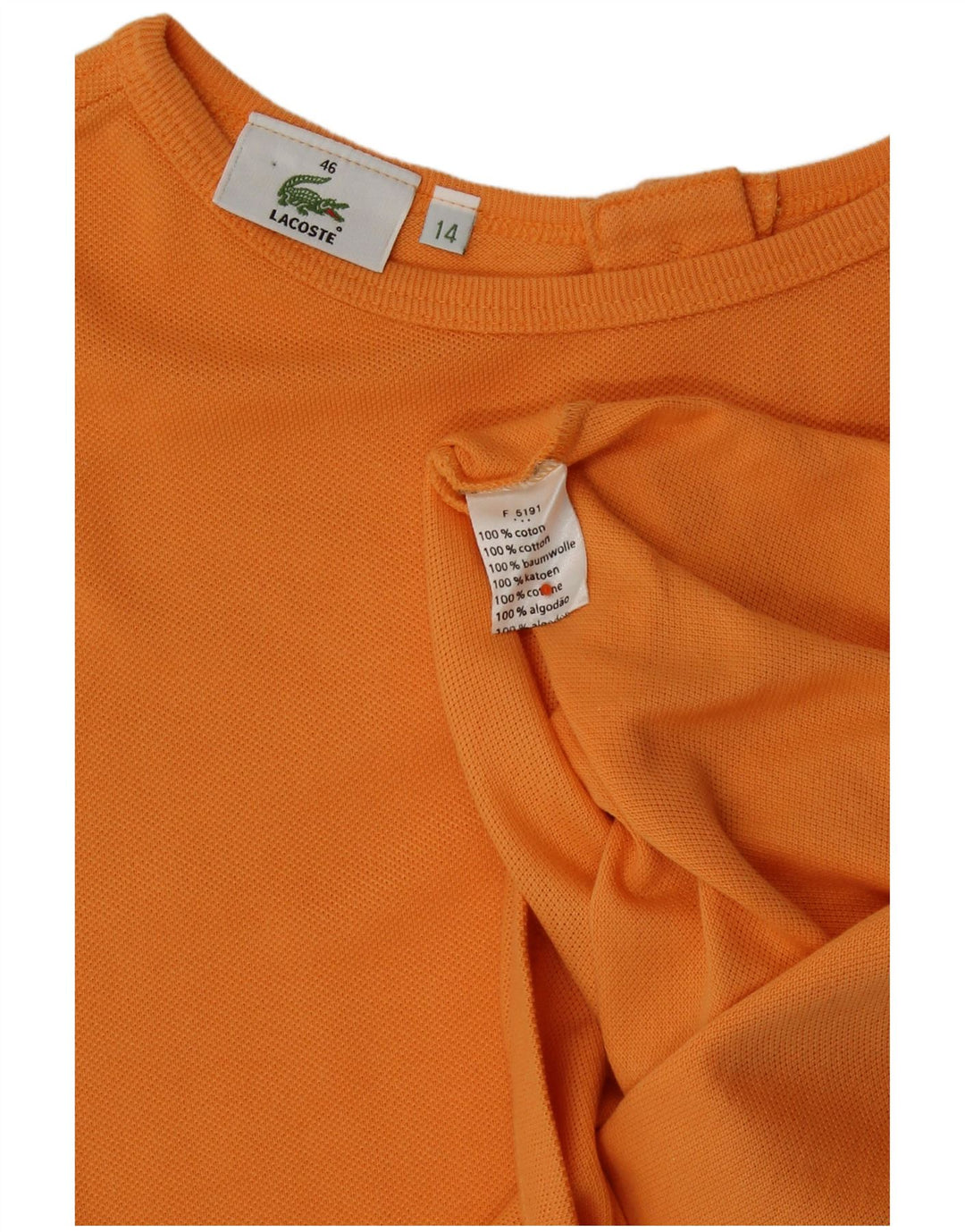 Lacoste Womens Crop Vest Top Taille 46 XL Orange Coton