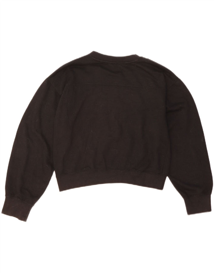 ZARA Femme Crop Oversize Sweatshirt Jumper UK 10 Small Noir