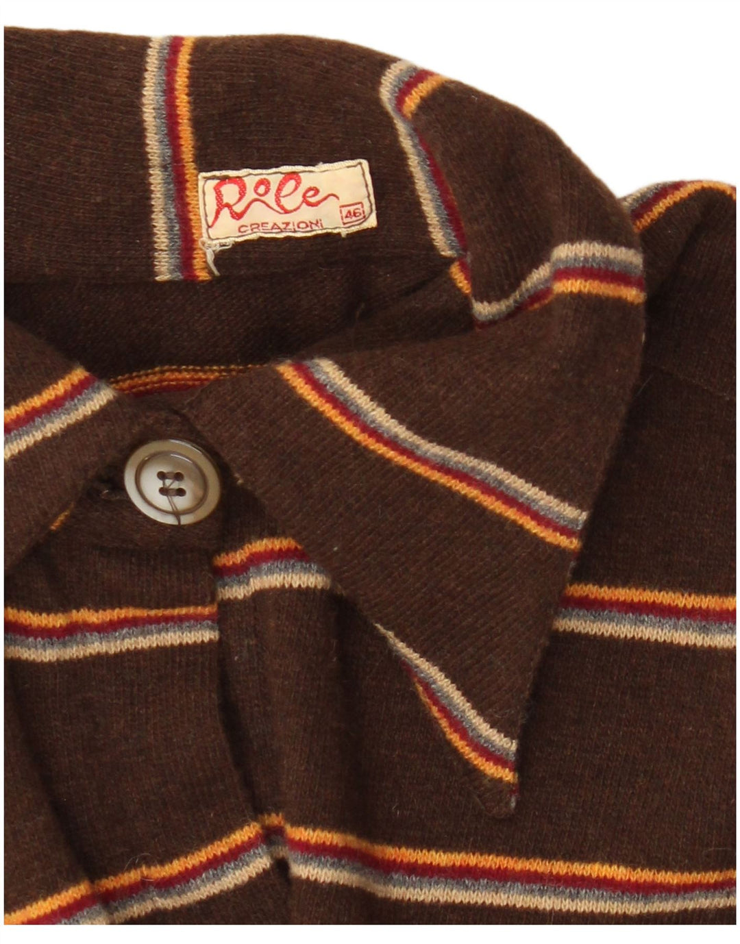 vintage Femme Pull Chemise IT 46 Grand Marron Rayé