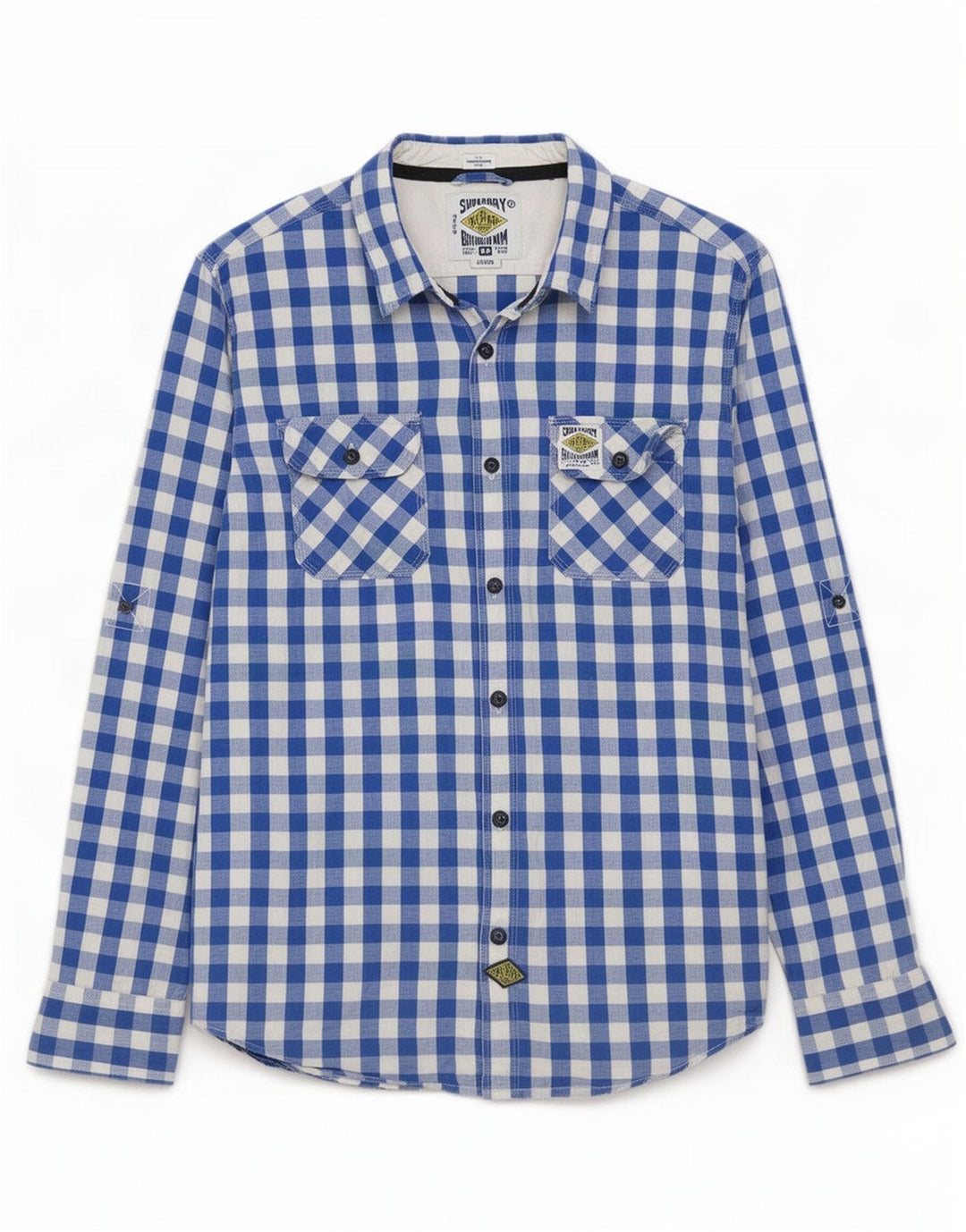 Superdry Chemise Homme Large Bleu Vichy Coton