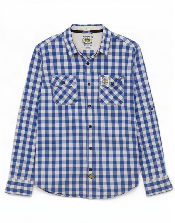 Superdry Chemise Homme Large Bleu Vichy Coton