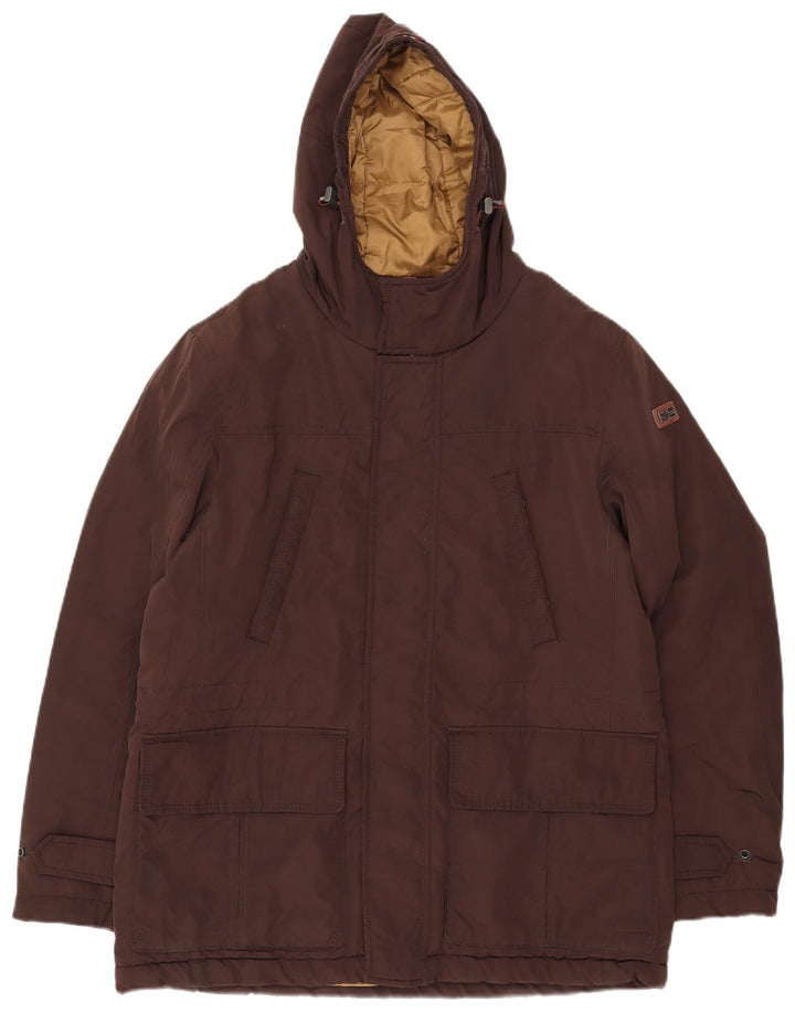 Napapijri Veste utilitaire à capuche pour homme UK 40 Large Marron Polyester