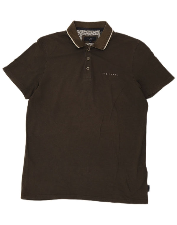 Ted Baker Polo Homme Taille 3 Moyen Kaki Modal