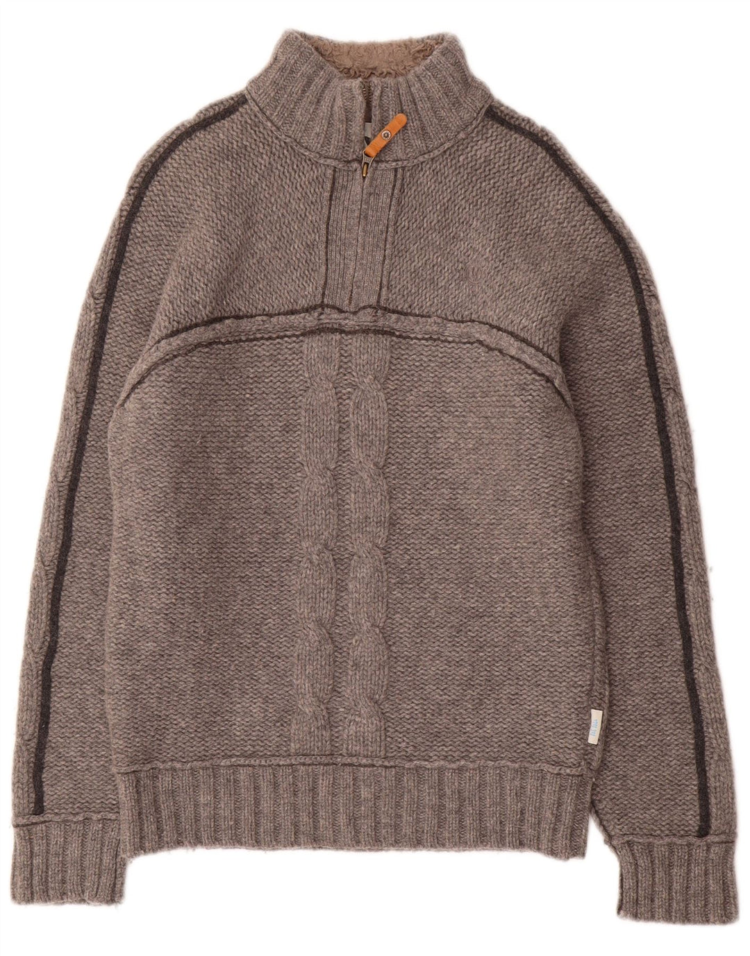 Fat Face Pull Col Zippé Homme Gris Moyen Laine