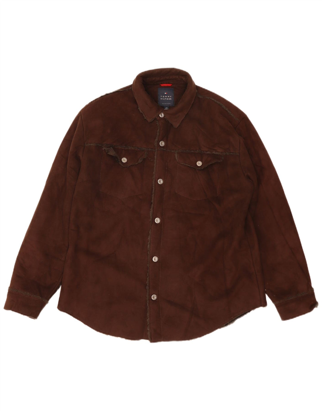 Tommy Hilfiger Chemise surchemise pour homme Large Marron