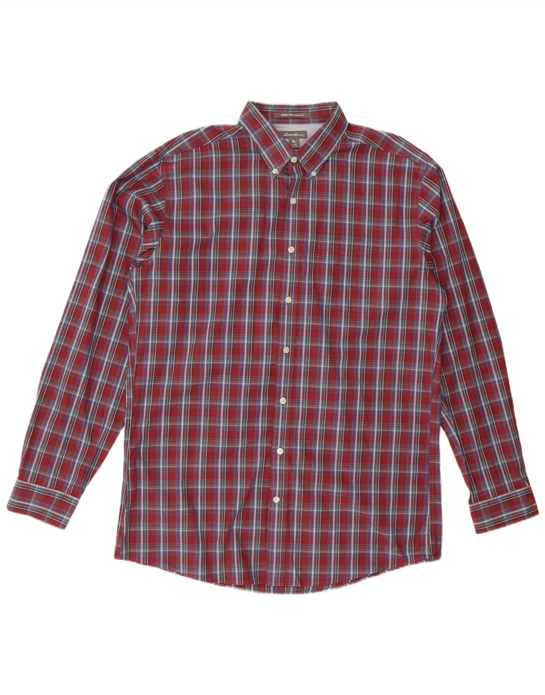 Eddie Bauer Chemise haute coupe classique pour homme en coton à carreaux bordeaux
